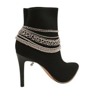 Silver Multi-Strand Boot Charm Bracelet for Women