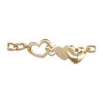 Gold Chain Links Boot Bracelet with Heart Charm
