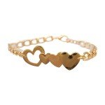 Gold Chain Links Boot Bracelet with Heart Charm