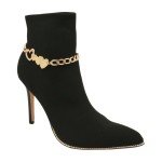 Gold Chain Links Boot Bracelet with Heart Charm