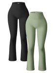 OQQ Women's Ribbed High Waist Flare Yoga Pants