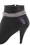 Silver Double Strand Boot Bracelet Anklet for Women