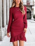 CUPSHE Women's Wine Red Ruched Mini Dress