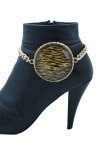 Gold Metal Chain Zebra Print Boot Bracelet