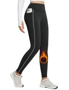Warm Fleece-Lined High-Waisted Leggings with Pockets