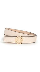 Tory Burch Women's 1" Miller Belt in Cream/Gold