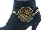 Gold Metal Chain Zebra Print Boot Bracelet