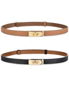 Chic Women's Skinny Leather Belt with Gold Buckle