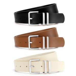 3 Pack Women's Fashion Leather Belts with Buckles