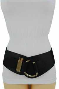 Black Stretch Wide Belt with 80's Hook Buckle