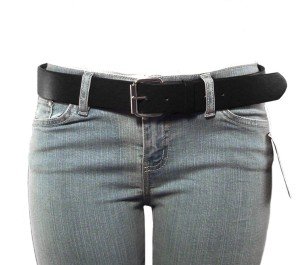 Wide Bonded Leather Belt with Removable Buckle