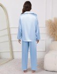 Silk Satin Pajama Set for Women - Clear Blue