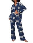 Ekouaer Women's Silk Satin Pajama Set – Black Zebra