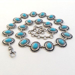 Turquoise Concho Belt in Navajo Style for Women