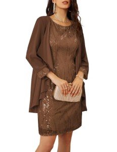 Grace Karin Brown Sequin Dress with Shrug
