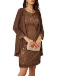 Grace Karin Brown Sequin Dress with Shrug