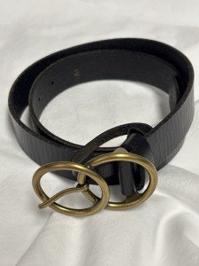 Hollister Women's Black Leather Double Ring Belt