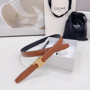 Celine Women's Brown/Black Reversible Leather Belt