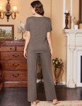 Ekouaer Women's Soft Brown Pajama Set with Pockets