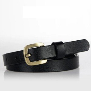 Luxury Genuine Leather Women's Belt with Gold Buckle