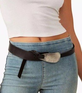 Free People Black Silver Oyster Bay Hip Belt
