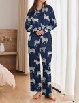 Ekouaer Women's Silk Satin Pajama Set – Black Zebra