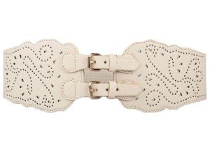 Wide Faux Leather Double Buckle Stretch Corset Belt