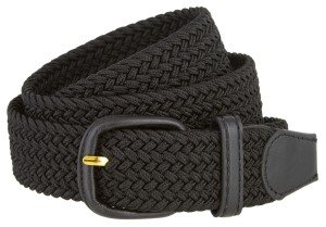 Women's Leather Stretch Belt with Woven Buckle
