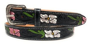 Floral Embossed Western Leather Cowgirl Belt