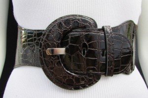 Dark Brown Wide Stretch Waist Belt for Women