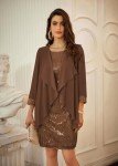Grace Karin Brown Sequin Dress with Shrug