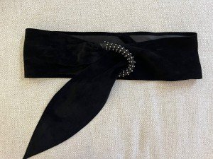 Mina Mann Vintage Suede Rhinestone Wide Belt