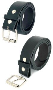 Classic Leather Belt with Snap Silver Buckle
