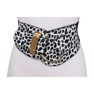 Black Elastic Fashion Belt with Gold Hook Buckle