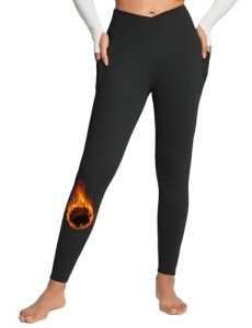 BALEAF Women's Fleece Leggings with Pockets - Black