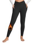 BALEAF Women's Fleece Leggings with Pockets - Black