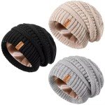 3 Pack Women's Satin Lined Winter Beanies