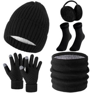 Women's 5-Piece Winter Beanie, Scarf, Gloves Set