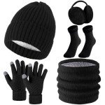 Women's 5-Piece Winter Beanie, Scarf, Gloves Set