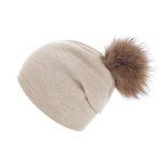 Women’s Knit Wool Beanie with Removable Pom Pom