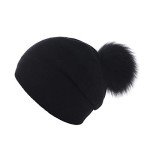 Women’s Knit Wool Beanie with Removable Pom Pom