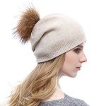 Women’s Knit Wool Beanie with Removable Pom Pom