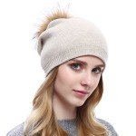Women’s Knit Wool Beanie with Removable Pom Pom