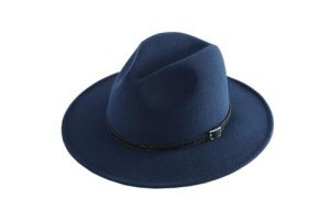 Navy Wide Brim Felt Panama Fedora Hat