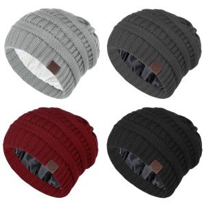 4 Pack Satin Lined Warm Winter Beanie Hats