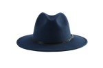 Navy Wide Brim Felt Panama Fedora Hat