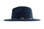 Navy Wide Brim Felt Panama Fedora Hat