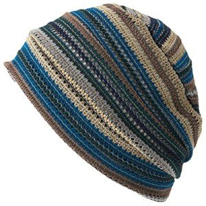 Blue Boho Slouchy Beanie Hat for Women