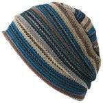 Blue Boho Slouchy Beanie Hat for Women