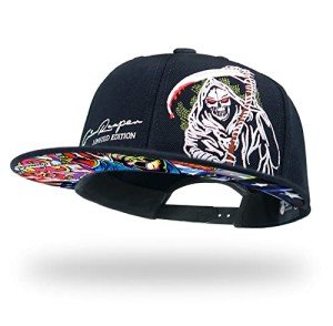 Skull Black Snapback Cap for Men and Women